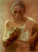 kathe kollwitz arbetarkvinna med handen framfor brostet oil on canvas